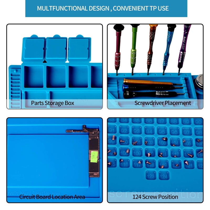 Kaisi S-160 Soldering Mat Insulation Silicone Magnetic Repair Work Station Mat Heat-Resistant for BGA and Gun Soldering Iron, Workbench, Cell Phone Laptop Repair, Size: 17.8 x 11.8 inch - Image 5